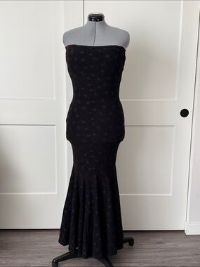 Jessica McClintock Millennium 2000 Strapless Firework Maxi Fishtail Gown